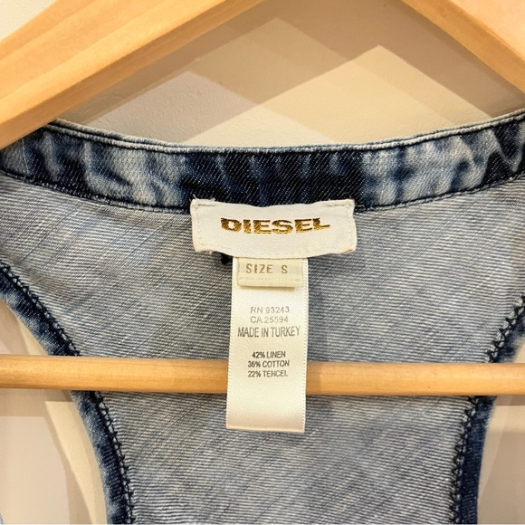 Diesel asymmetrical denim camisole with buttons. S - Picture 2 of 7